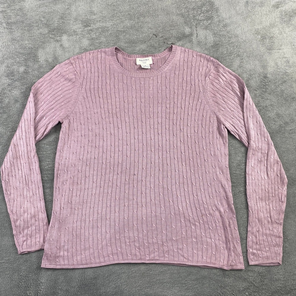Brooks 346 Cable Knit Silk Sweater‎ Women's Lavender Top Size S Casual Office